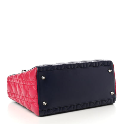 Christian Dior Lambskin Cannage Medium Tri-Color Lady Dior Sapphire Fuchsia Turquoise 4 of 10