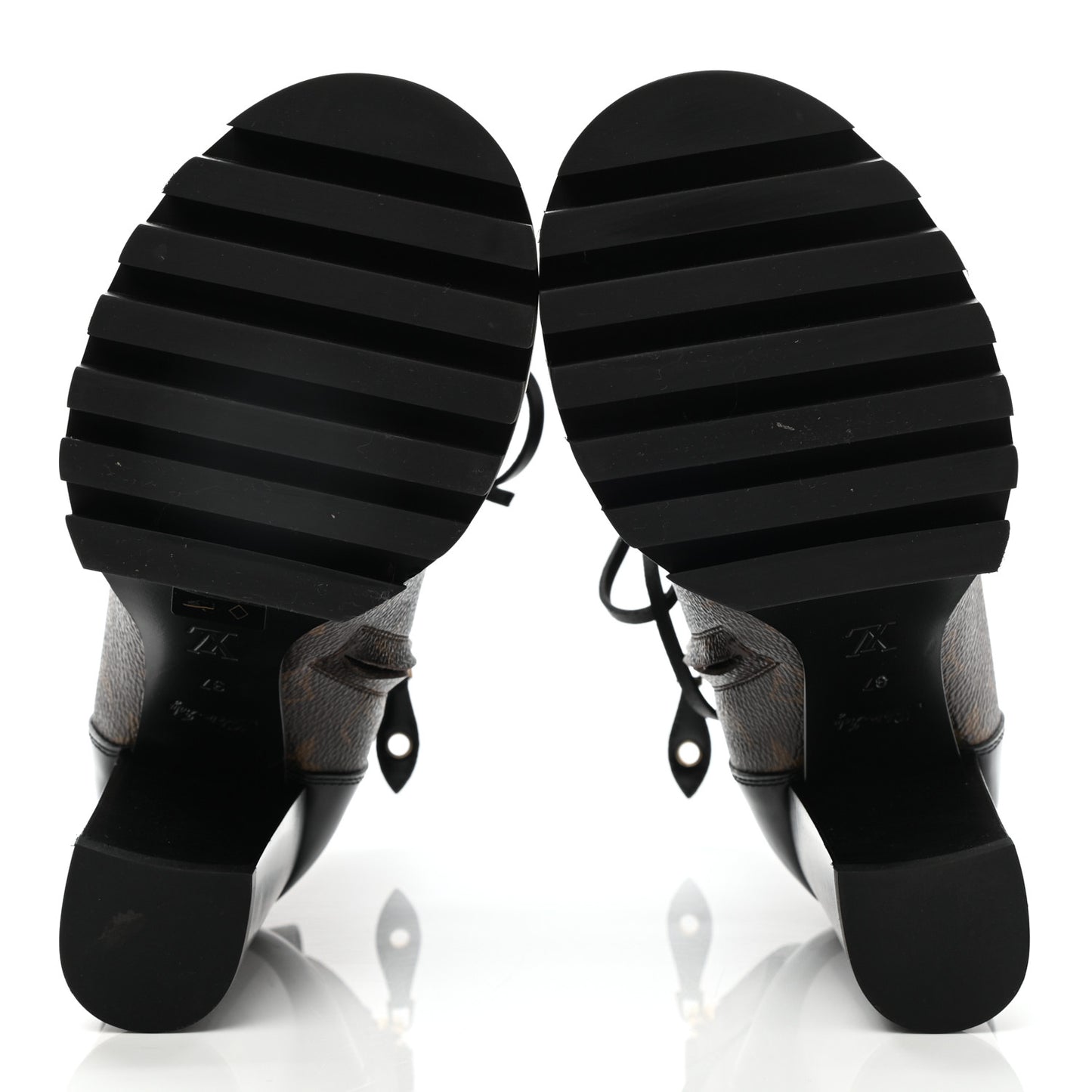 Patent Calfskin Monogram Star Trail Ankle Boots 37 Black