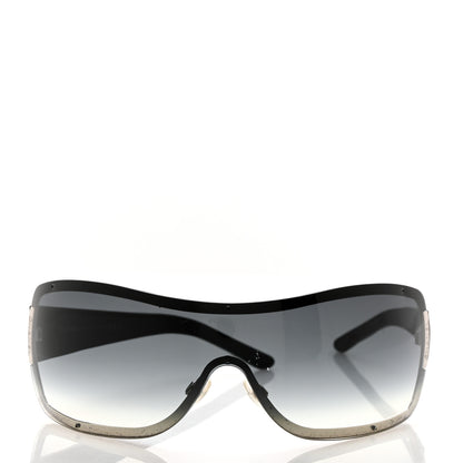 Chanel Acetate Quilted Shield Sunglasses 4126 Black Gray 2 of 7