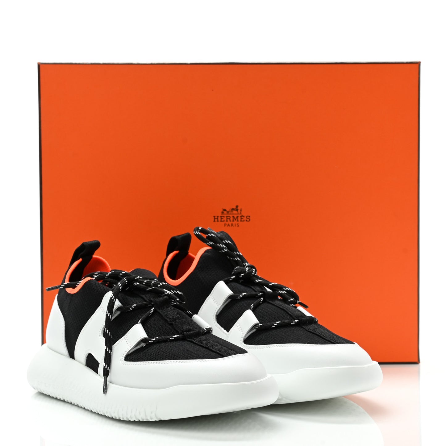 Technical Canvas Calfskin Womens Duel Sneakers 39.5 White Black