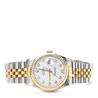 Rolex Stainless Steel 18K Yellow Gold Diamond 36mm Oyster Perpetual Datejust Watch White 16233 2 of 6