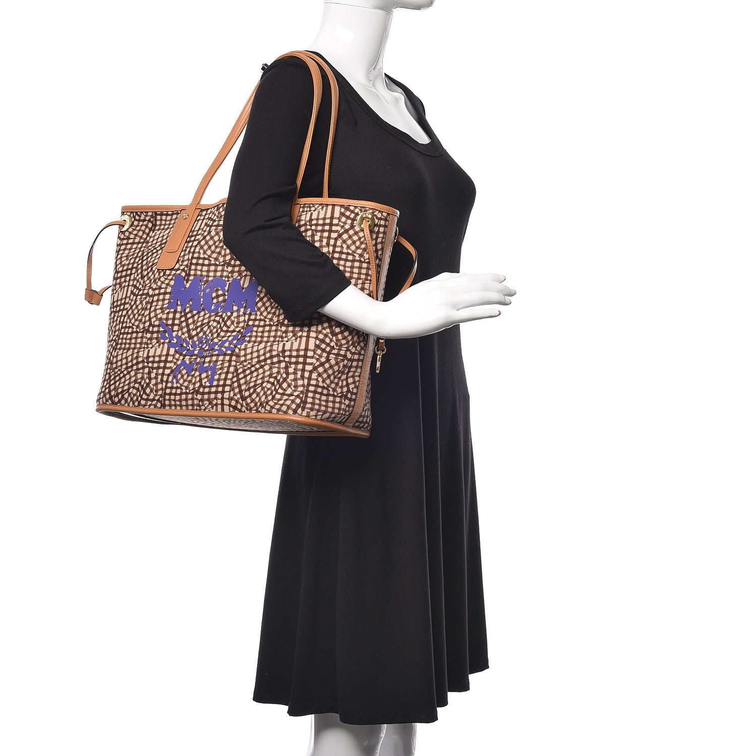 MCM Visetos Medium Liz Reversible Shopper Tote Cognac 2 of 16