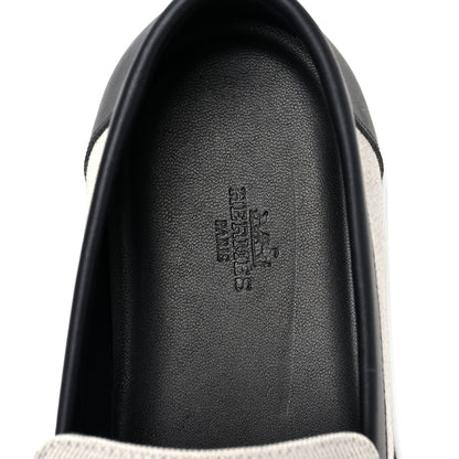 Hermes Toile De Coton Calfskin Game Slip On Sneakers 43 Prunoir Black 7 of 7