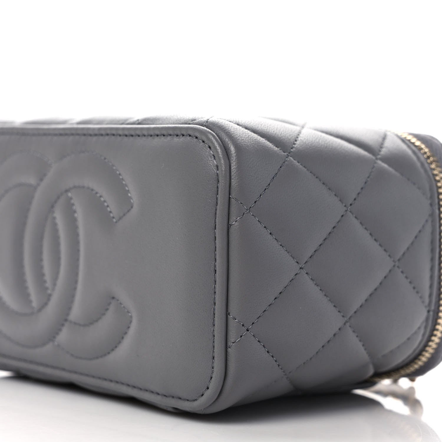 Chanel Lambskin Quilted Metal Small Top Handle Vanity Case With Chain Grey 9 of 10