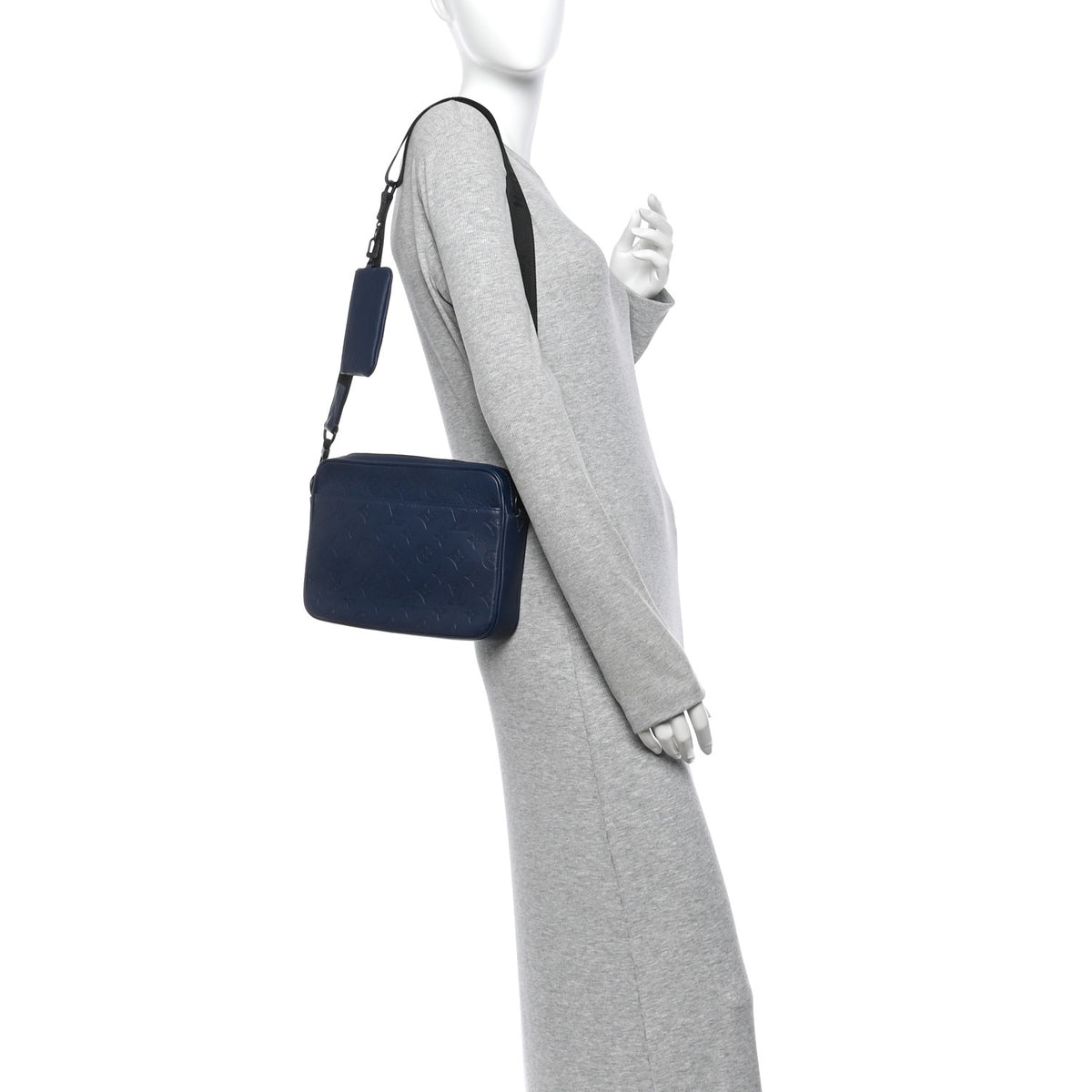 Louis Vuitton Calfskin Monogram Shadow Trio Messenger Navy 2 of 11