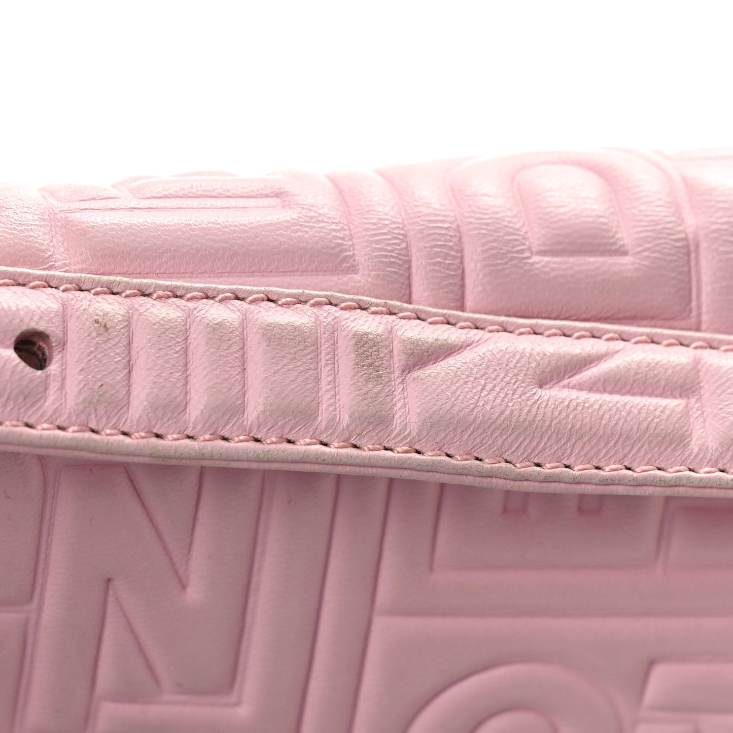 Nappa Logo Embossed Baguette Pink