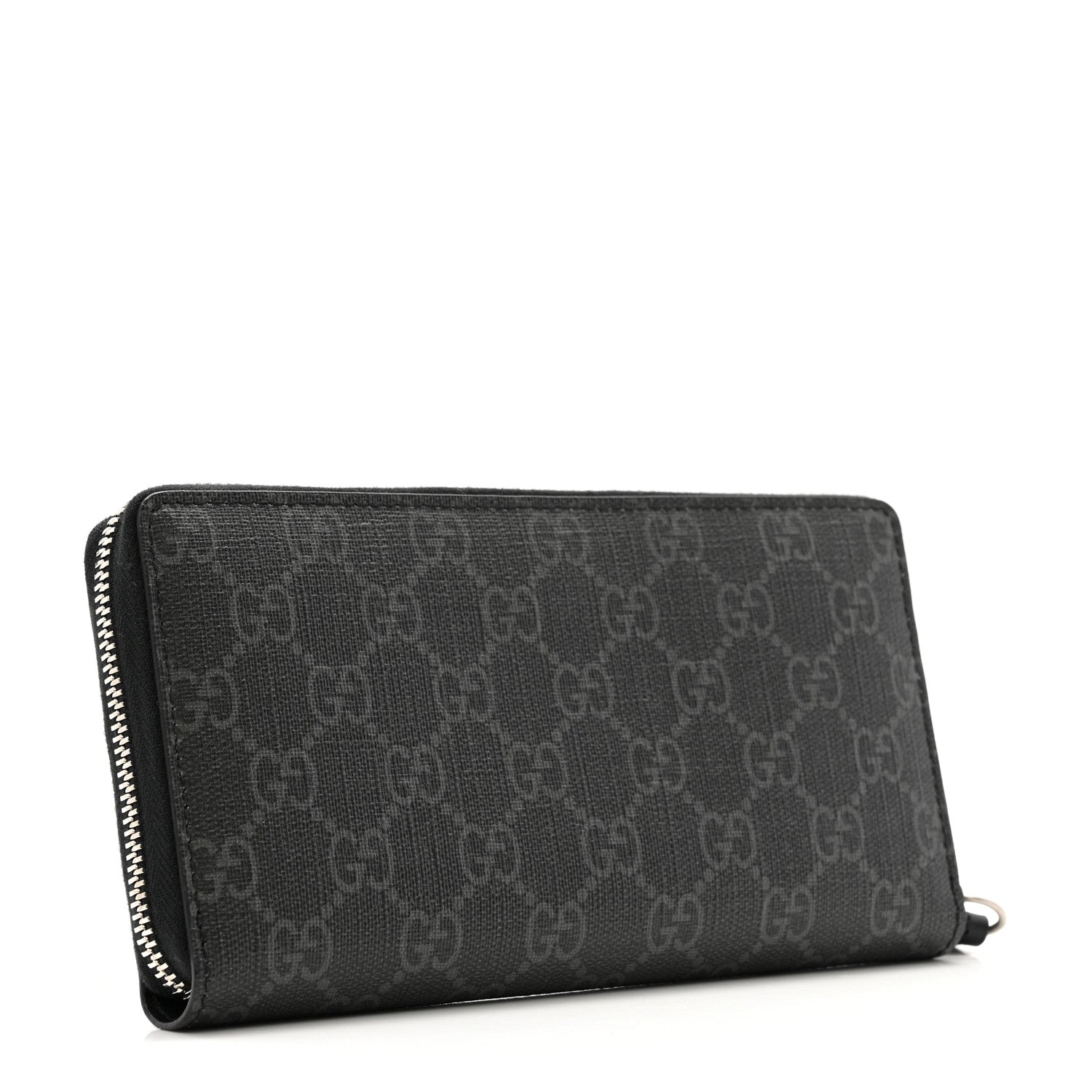 Gucci GG Supreme Monogram Kingsnake Zip Around Wallet Black Grey 3 of 9