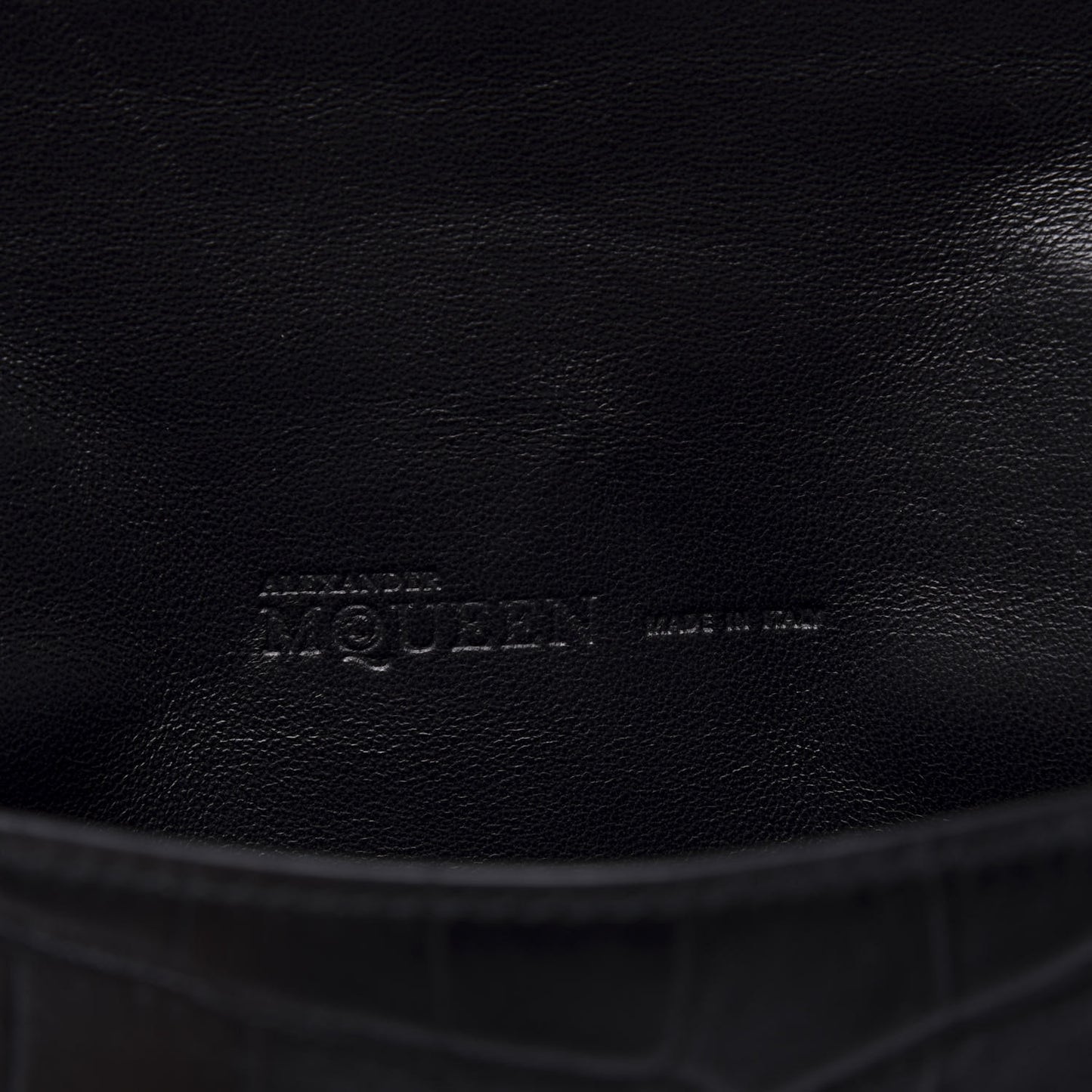 Calfskin Crocodile Embossed Skull Envelope Clutch Black
