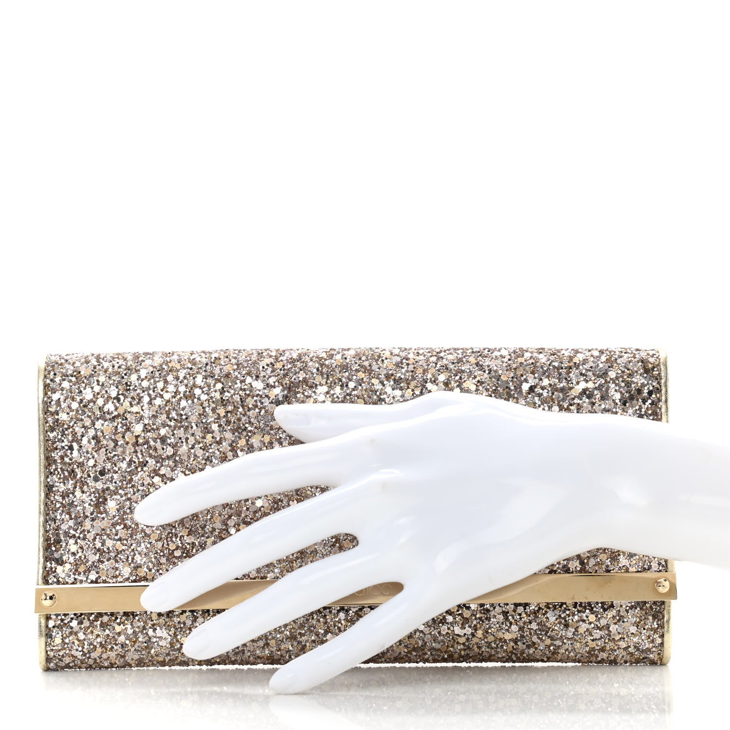 Jimmy Choo Glitter Clutch Gold 2 of 9