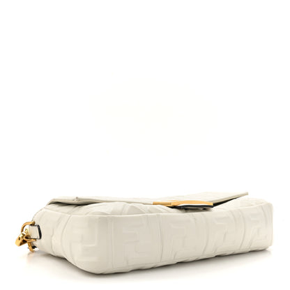 Fendi Nappa FF 1974 Embossed Baguette White 4 of 14
