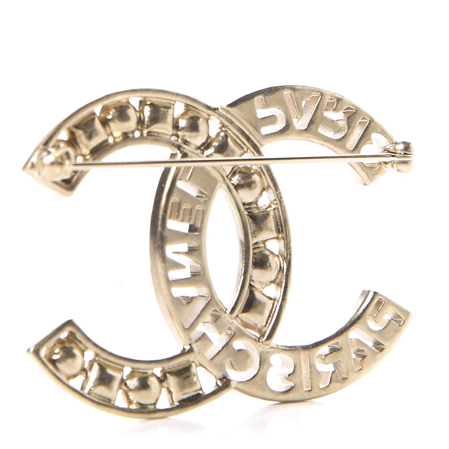 Chanel Crystal Pearl Glass CC Logo Brooch Gold Pink Orange 3 of 5