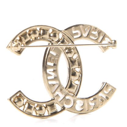 Chanel Crystal Pearl Glass CC Logo Brooch Gold Pink Orange 3 of 5