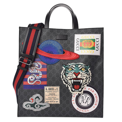 Gucci GG Supreme Monogram Night Courrier Vertical Tote Black Multicolor 1 of 10