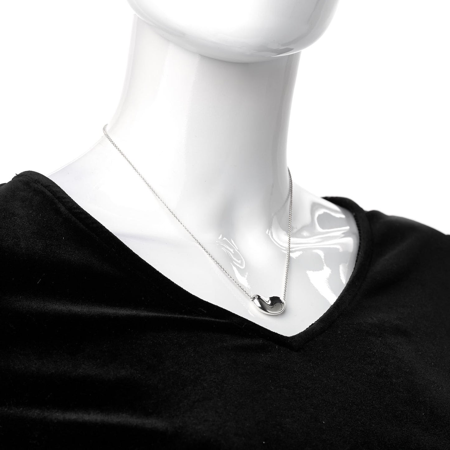 Sterling Silver 20mm Elsa Peretti Bean Pendant Necklace