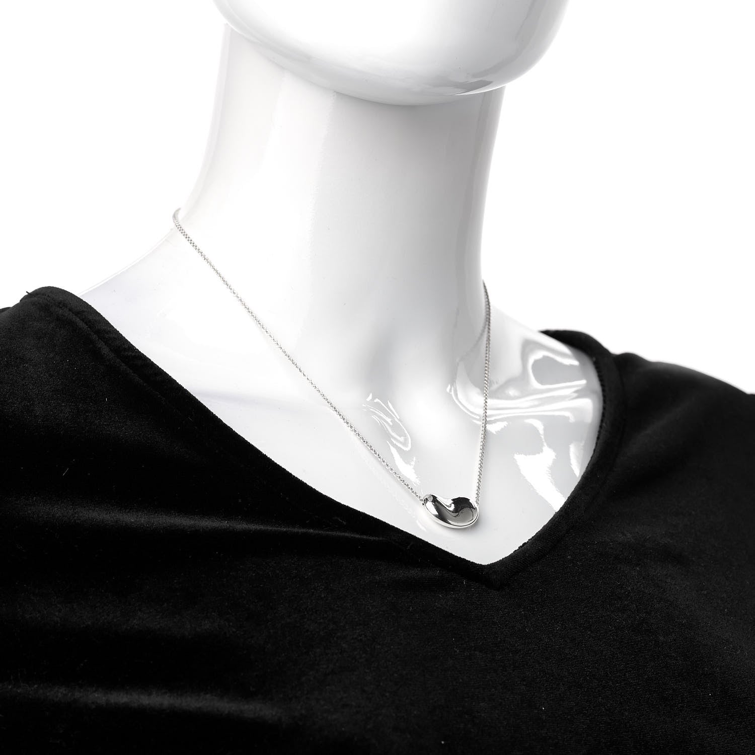 Tiffany Sterling Silver 20mm Elsa Peretti Bean Pendant Necklace 2 of 6
