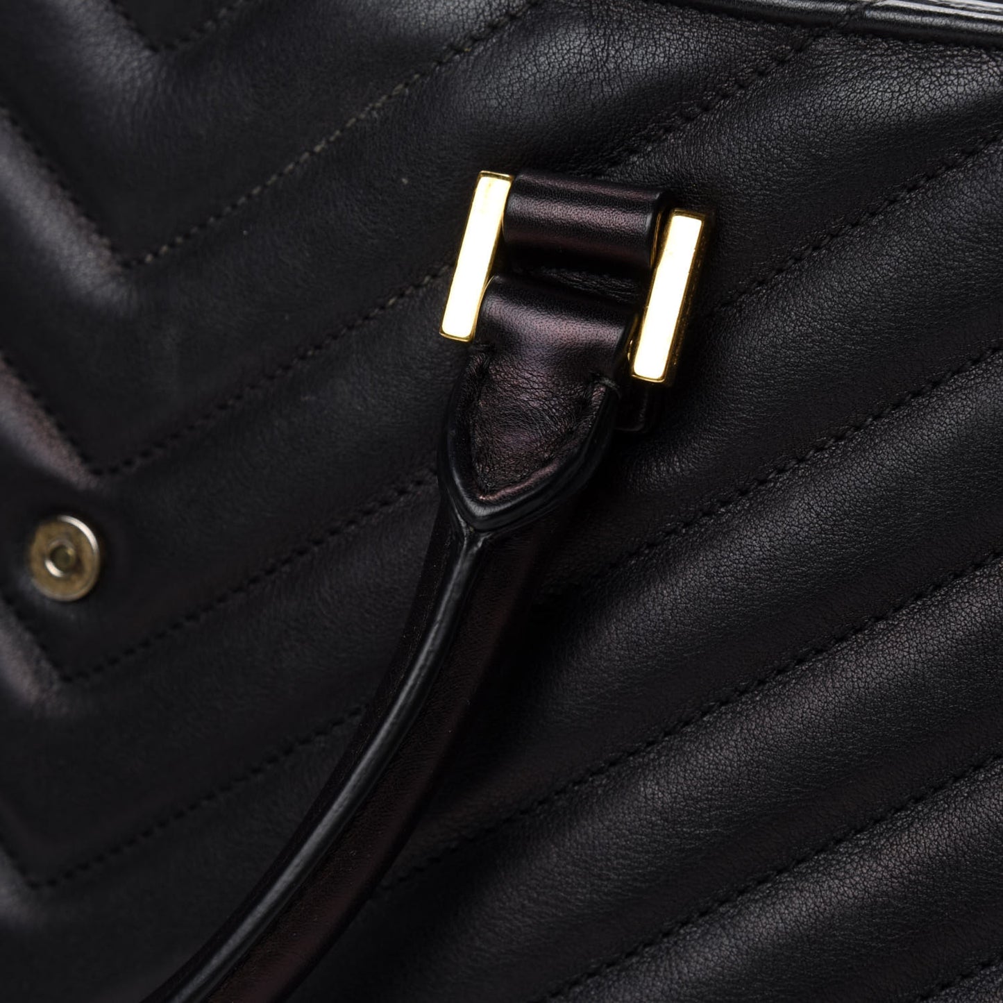 Calfskin Matelasse Chevron Small Monogram Cabas Black