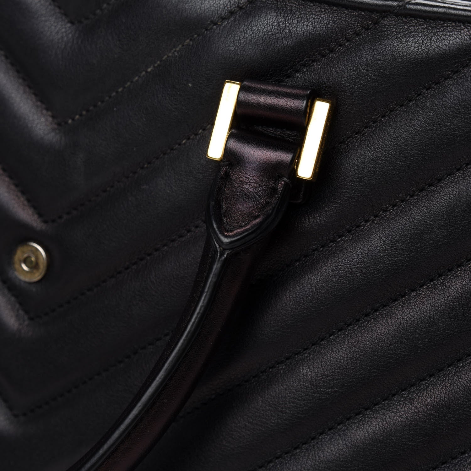 Saint Laurent Calfskin Matelasse Chevron Small Monogram Cabas Black 10 of 14