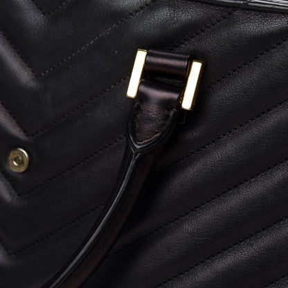 Saint Laurent Calfskin Matelasse Chevron Small Monogram Cabas Black 10 of 14