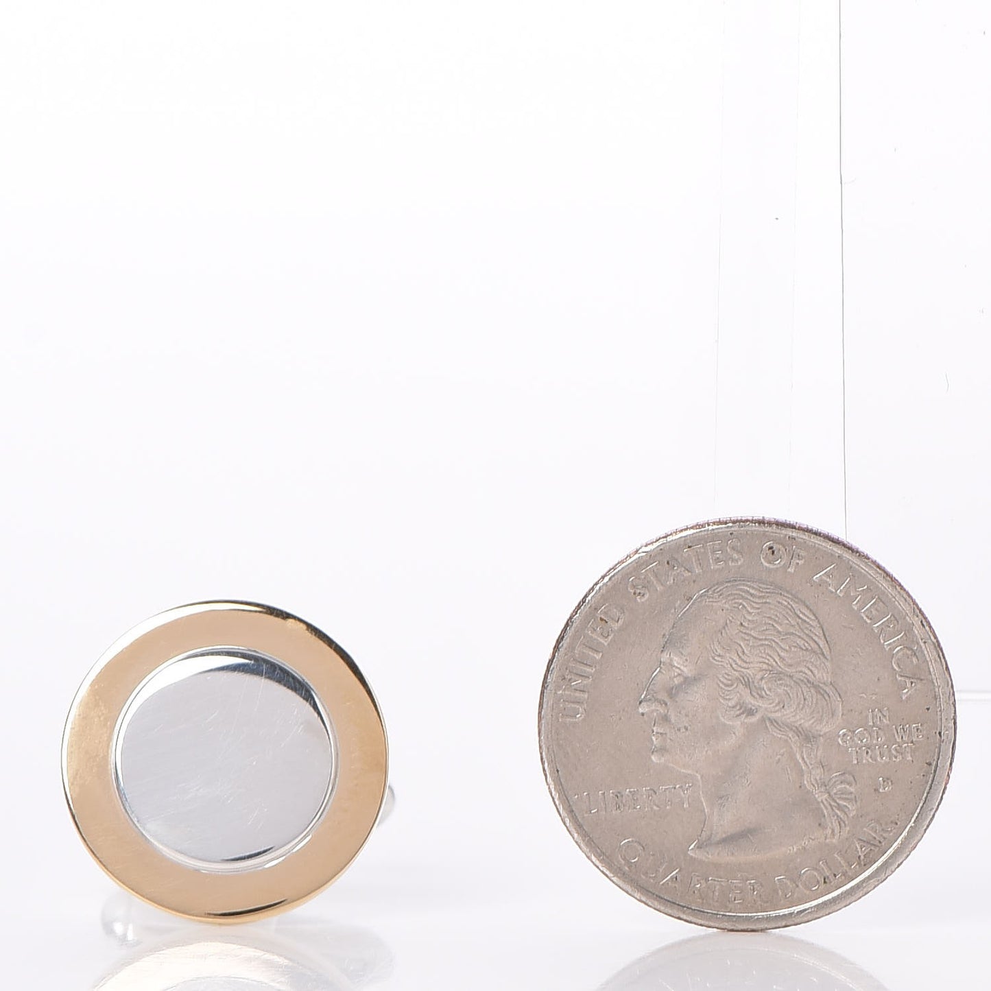 18K Yellow Gold Sterling Silver Circle Cufflinks