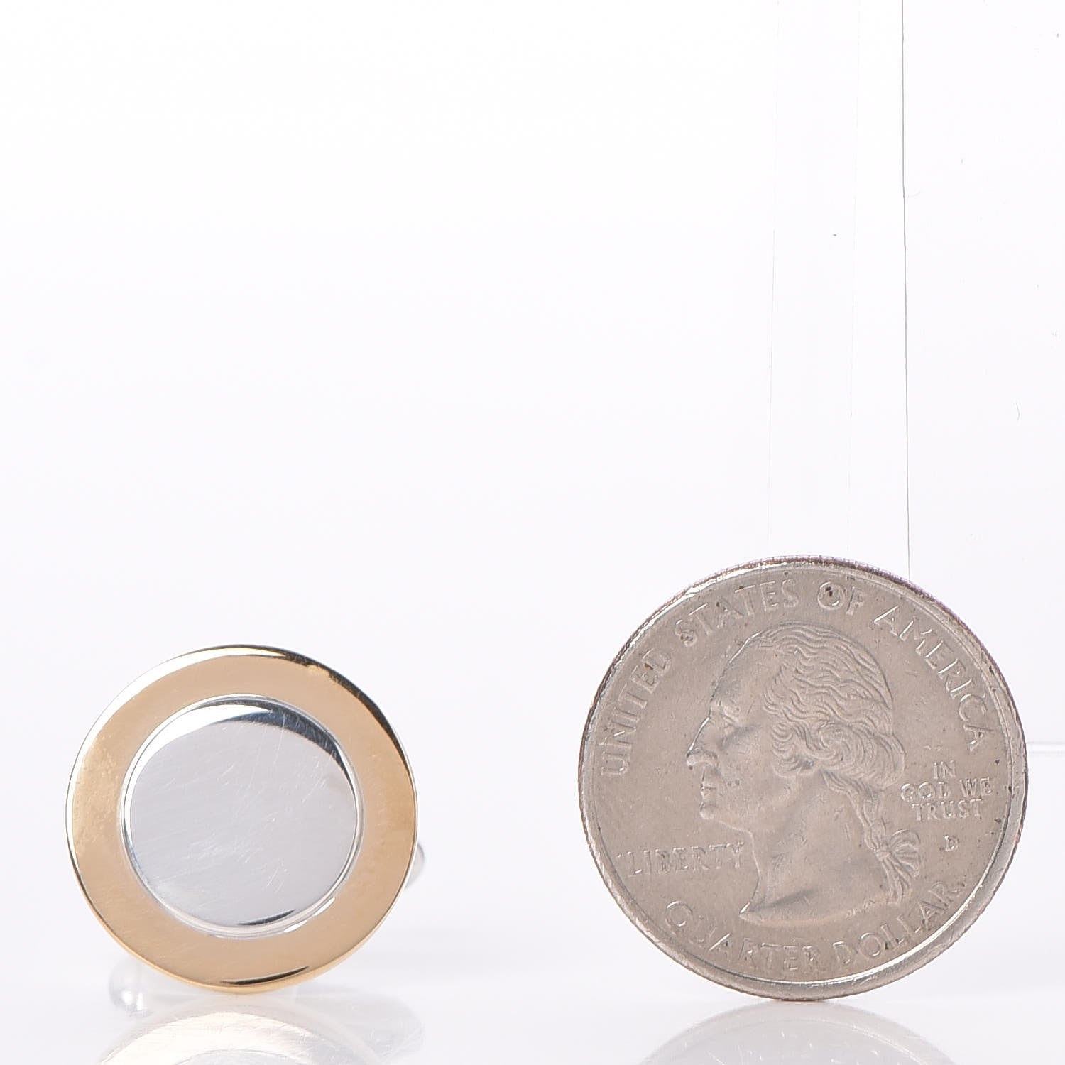 Tiffany 18K Yellow Gold Sterling Silver Circle Cufflinks 2 of 5