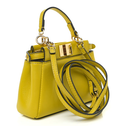 Fendi Shiny Nappa Micro Peekaboo Iconic Satchel Lime 3 of 11