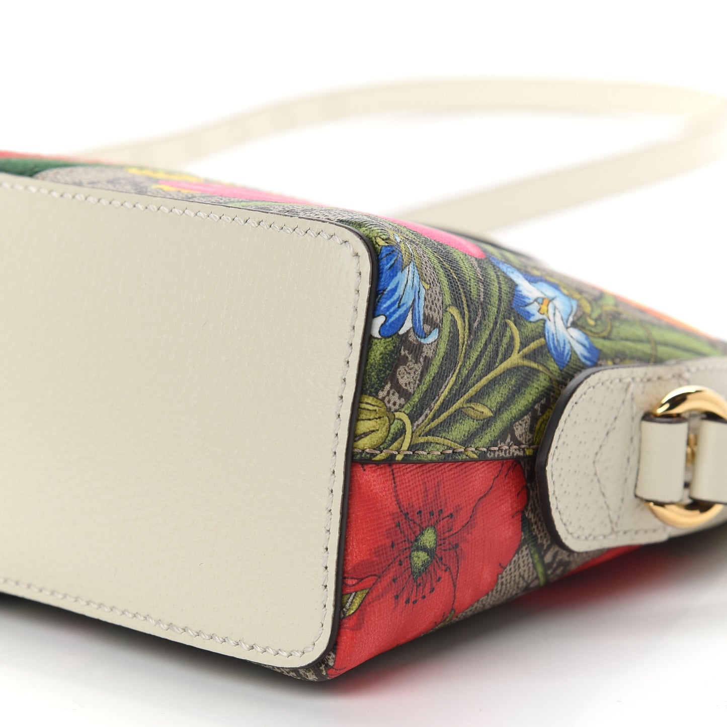 GG Supreme Monogram Flora Web GG Small Ophidia Dome Shoulder Bag White