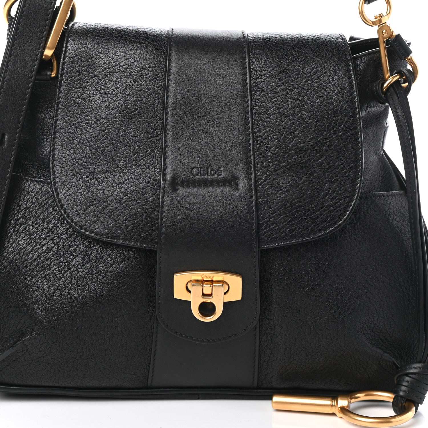 Chloe Grained Lambskin Calfskin Small Lexa Shoulder Bag Black 7 of 9