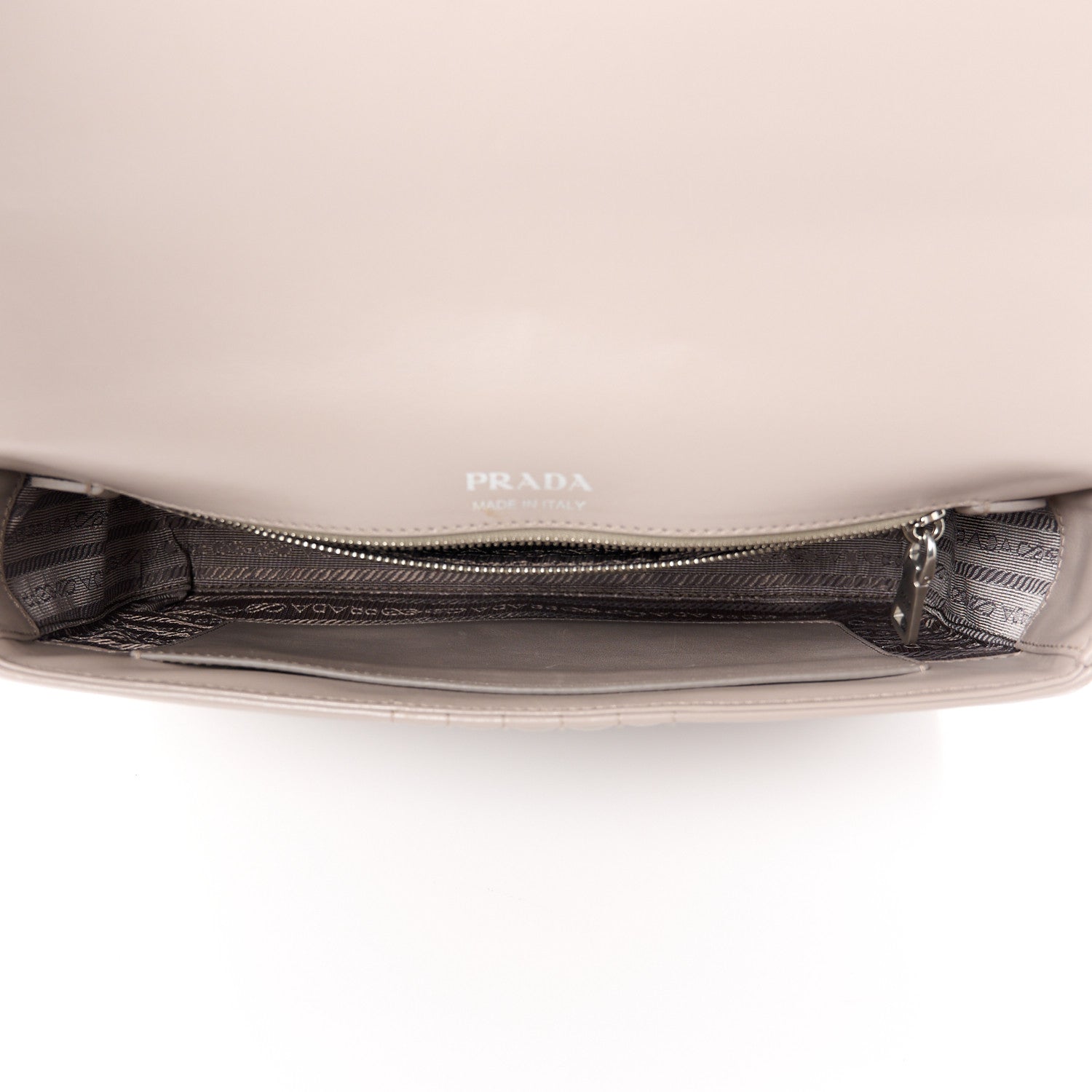 Prada Soft Calfskin Impunture Diagramme Large Chain Flap Shoulder Bag Pomice 5 of 11