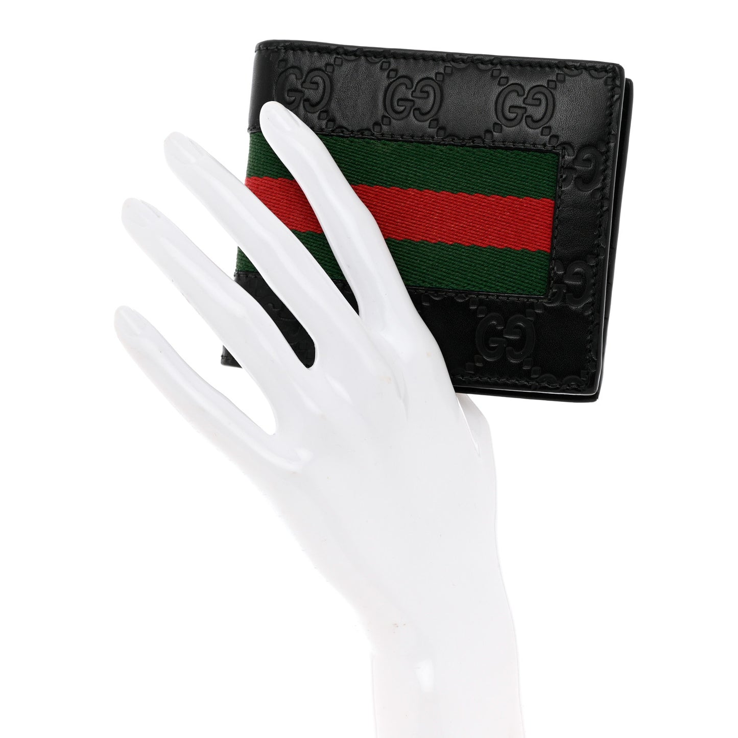Guccissima Signature Web New Web Bi-Fold Coin Wallet Black