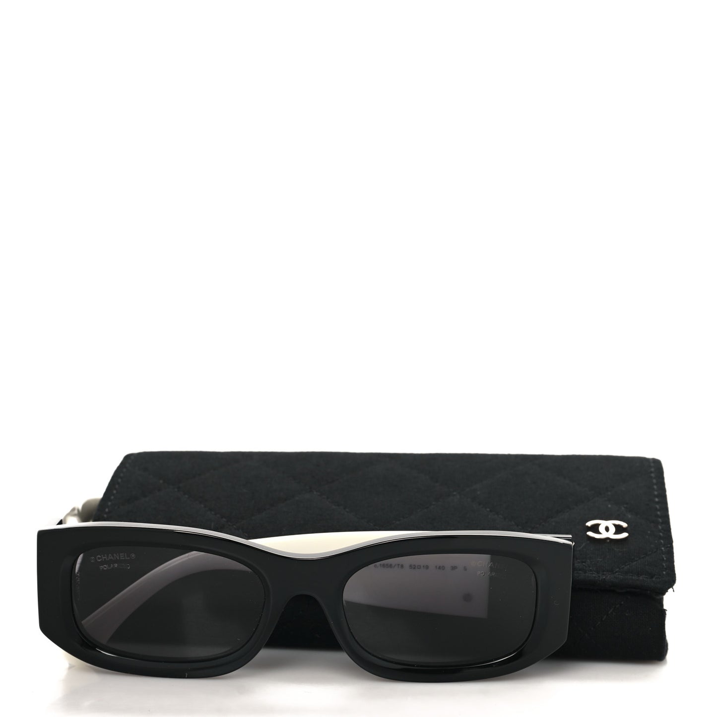 Acetate Polarized Rectangle Sunglasses 5525-A Black White