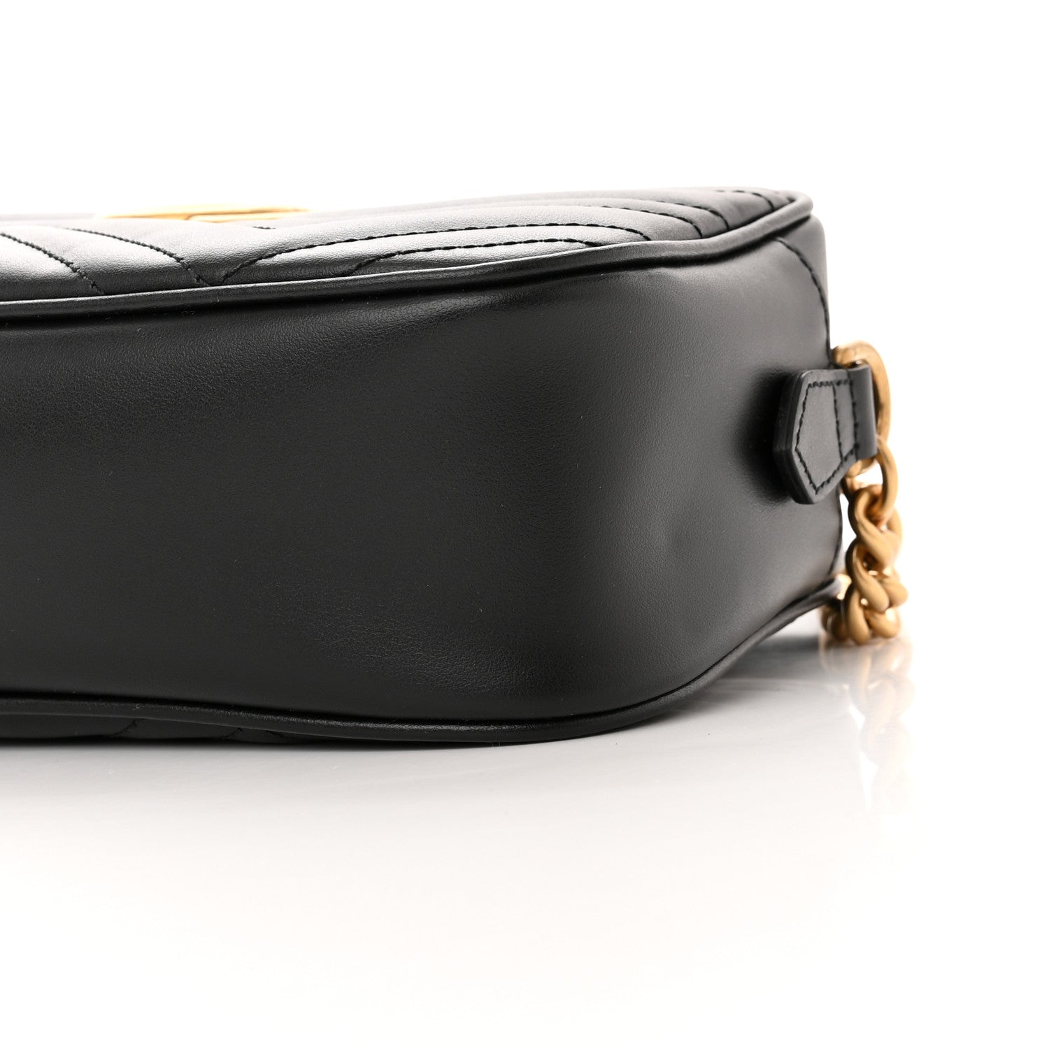 Gucci Calfskin Matelasse Small GG Marmont Chain Shoulder Bag Black 11 of 12