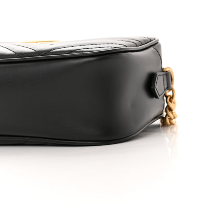 Gucci Calfskin Matelasse Small GG Marmont Chain Shoulder Bag Black 11 of 12