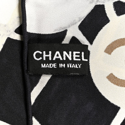 Chanel Silk Camellia CC Square Scarf Black 3 of 4