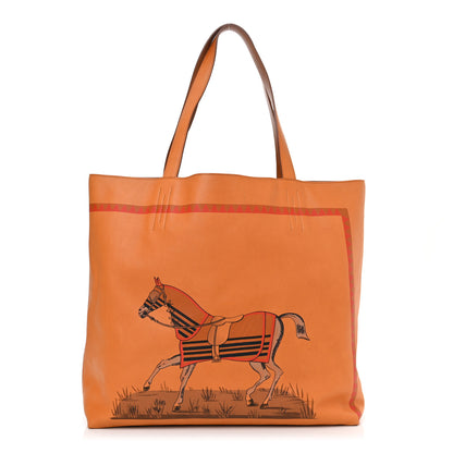Hermes Veau Sikkim Horse Print Double Sens 36 Reversible Tote Cognac Fauve 1 of 15