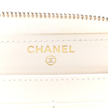 Chanel Caviar Quilted Large Gusset Zip Around Wallet White 6 of 9