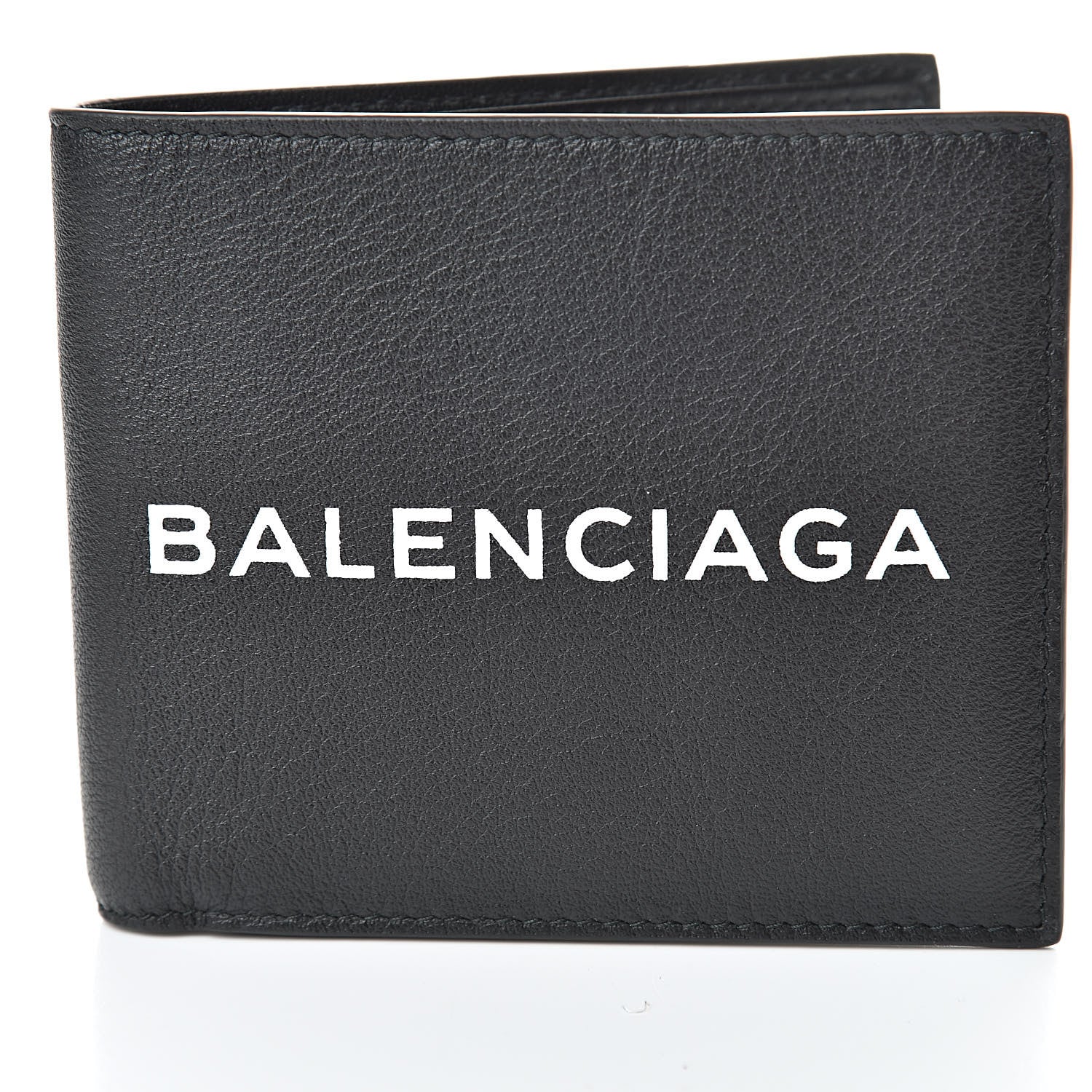 Balenciaga Calfskin Logo Bi-Fold Wallet Black 6 of 7