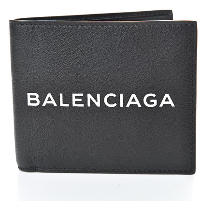 Balenciaga Calfskin Logo Bi-Fold Wallet Black 6 of 7