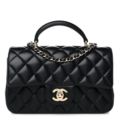 Chanel Lambskin Quilted Mini Top Handle Rectangular Flap Black 1 of 10