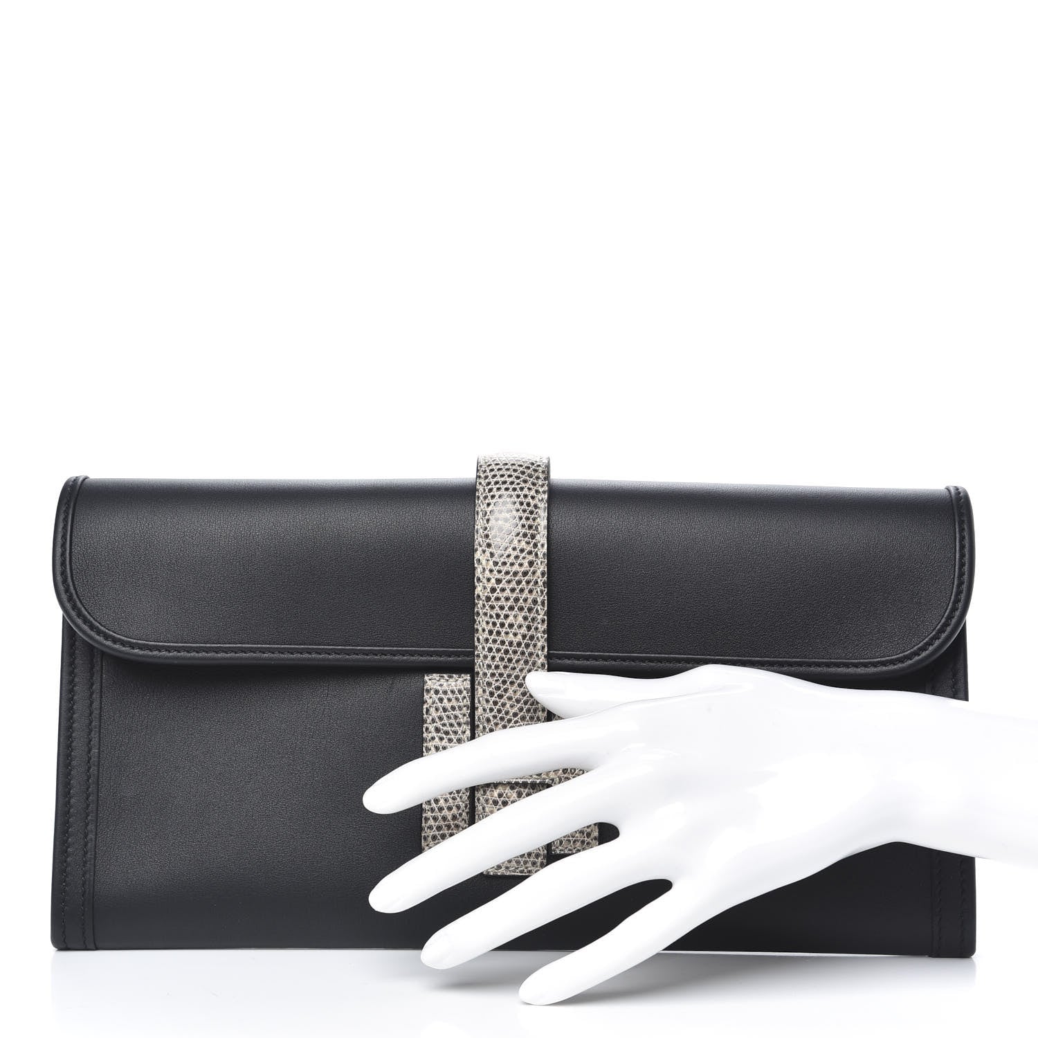 Hermes Swift Lizard Jige Elan Touch 29 Clutch Black Ombre 2 of 11