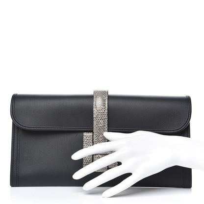 Hermes Swift Lizard Jige Elan Touch 29 Clutch Black Ombre 2 of 11