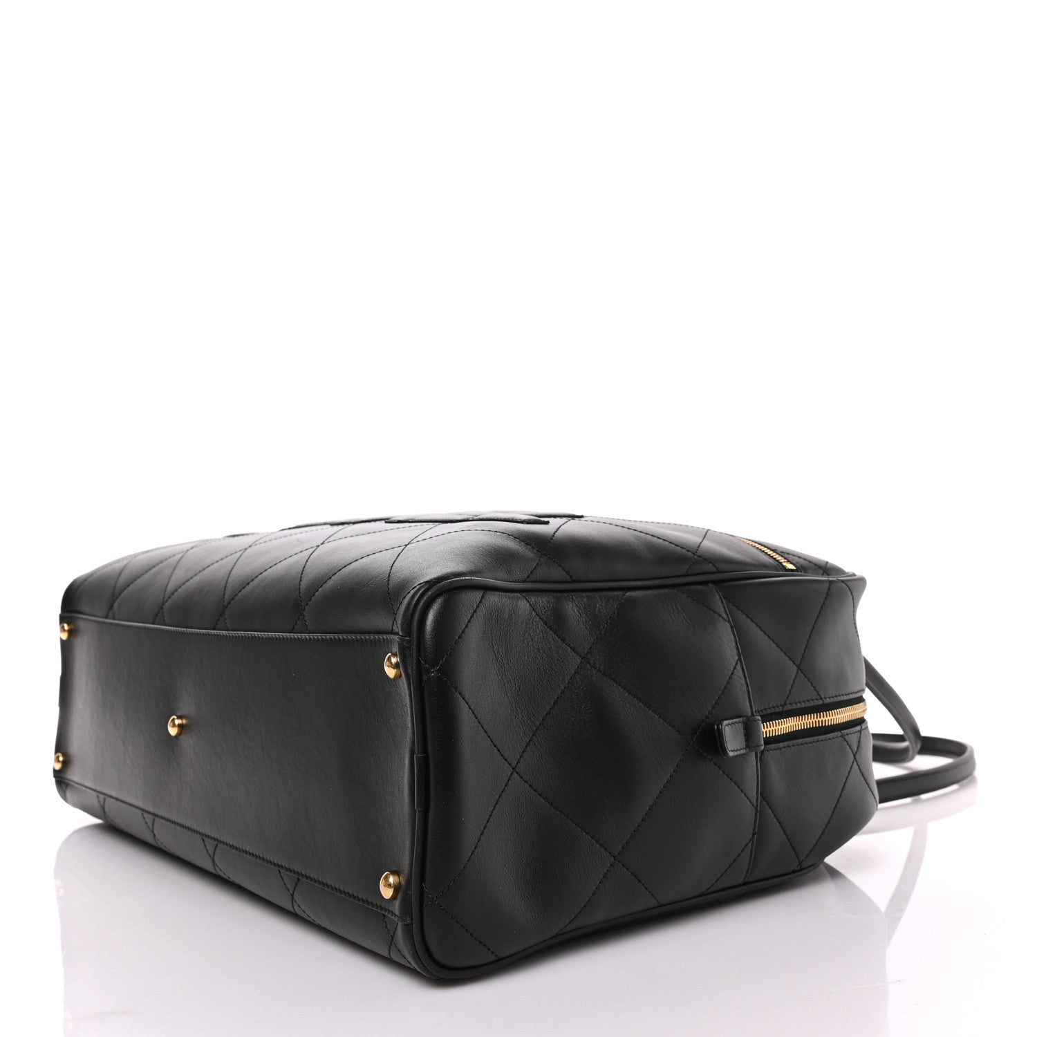 Chanel Calfskin Stitched Maxi Logo Bowling Bag Black 8 of 8