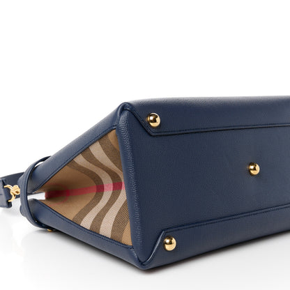 Burberry Derby Calfskin Vintage Check Medium Banner Tote Regency Blue 10 of 11