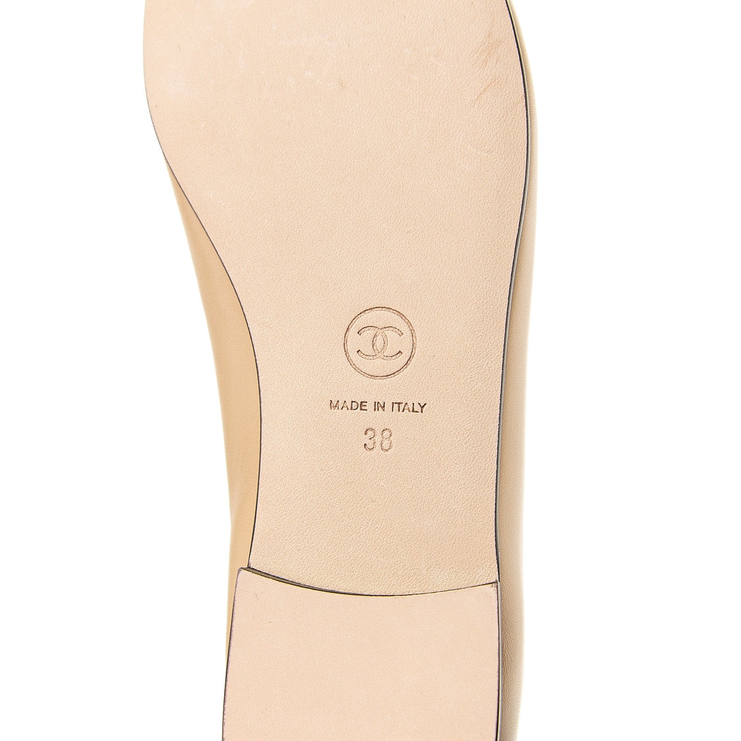 Chanel Lambskin Cap Toe CC Ballerina Flats 38 Beige Black 6 of 12