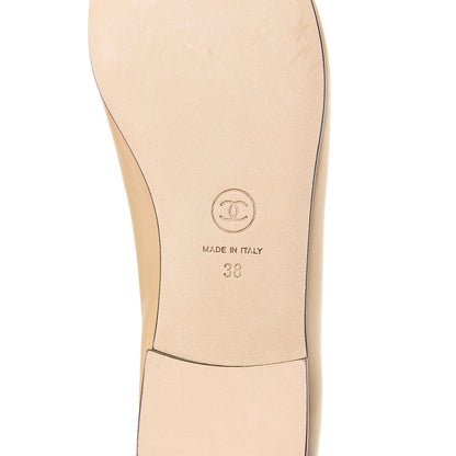 Chanel Lambskin Cap Toe CC Ballerina Flats 38 Beige Black 6 of 12