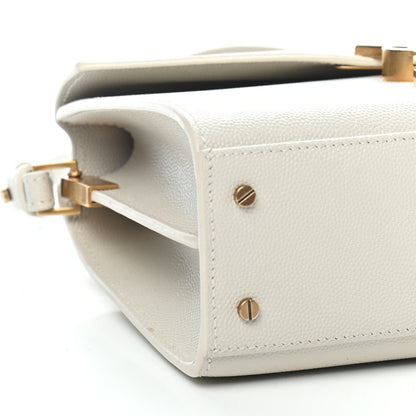 Saint Laurent Grain de Poudre Mini Classic Monogram Cassandra Top Handle Crema Soft Rouge Legion 6 of 7