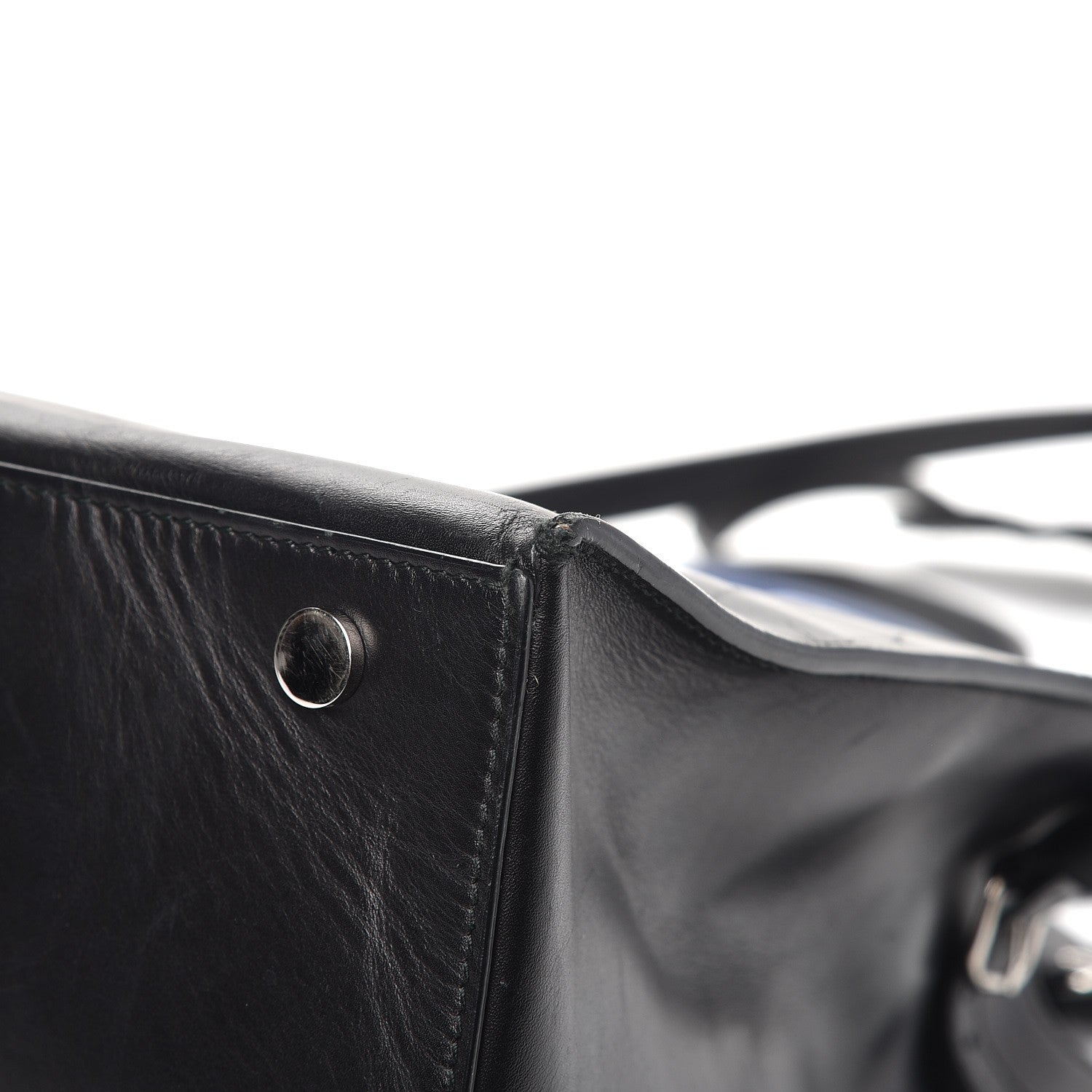 Balenciaga Calfskin Karung Padlock Nude Work S Top Handle Black Electric Bleu 13 of 17