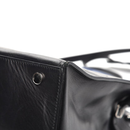 Balenciaga Calfskin Karung Padlock Nude Work S Top Handle Black Electric Bleu 13 of 17