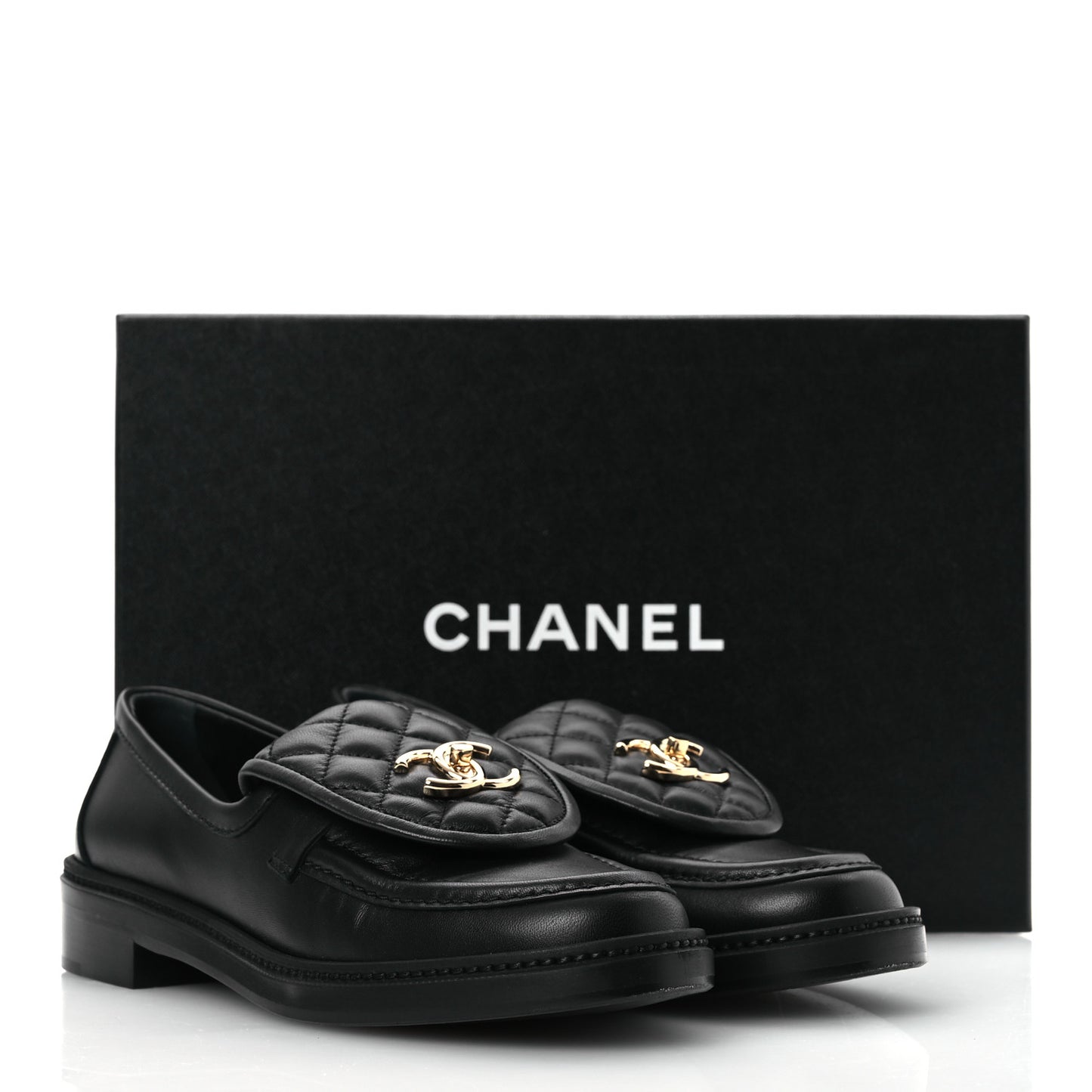 Lambskin Quilted CC Turnlock Loafers 37.5 Black