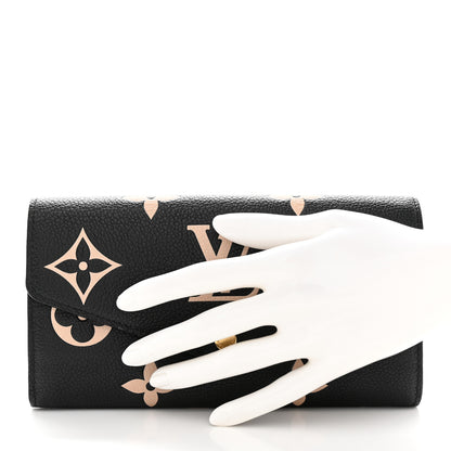 Louis Vuitton Monogram Empreinte Giant Sarah Wallet Black Beige 2 of 7