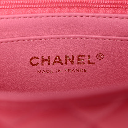 Chanel Lambskin Quilted Bi-Color Mini Top Handle Rectangular Flap Rose 6 of 10